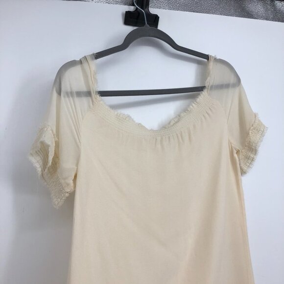 Theory  100% Silk Ivory ruffled raw hem layered Georgette blouse SP - Picture 8 of 13